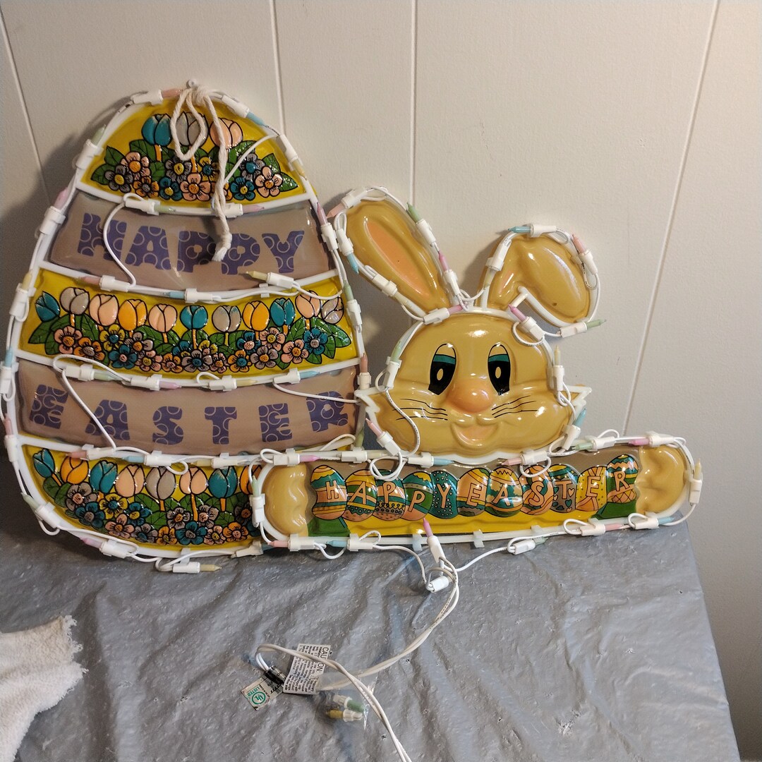 2 Light up Easter Signs, Easter Bunny Easter Egg, Easter Decor Etsy