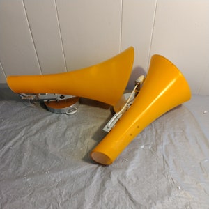 2 Vintage Orange Sconce Lights, Sleek Lamp Shades, Light Fixture, Wall Mount Lights, Accent Light