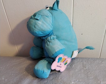 Vintage Applause Pufflets Hippo Toy, Blue Hippopotamus