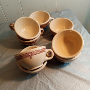 8 Vintage Restaurant Ware Coffee Cups, Shenango China Inca Ware Coffee Cups
