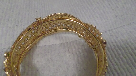 Faux Ruby Diamond Emerald Bangle Bracelet - image 6