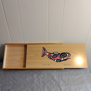 Caixa de armazenamento vintage Roxana Leaste Salmon & Eagle, decoração náutica de praia com design de baleia