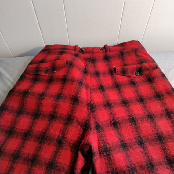 Vintage Red Plaid Insulated Wool Pants, Woolruch … - image 6