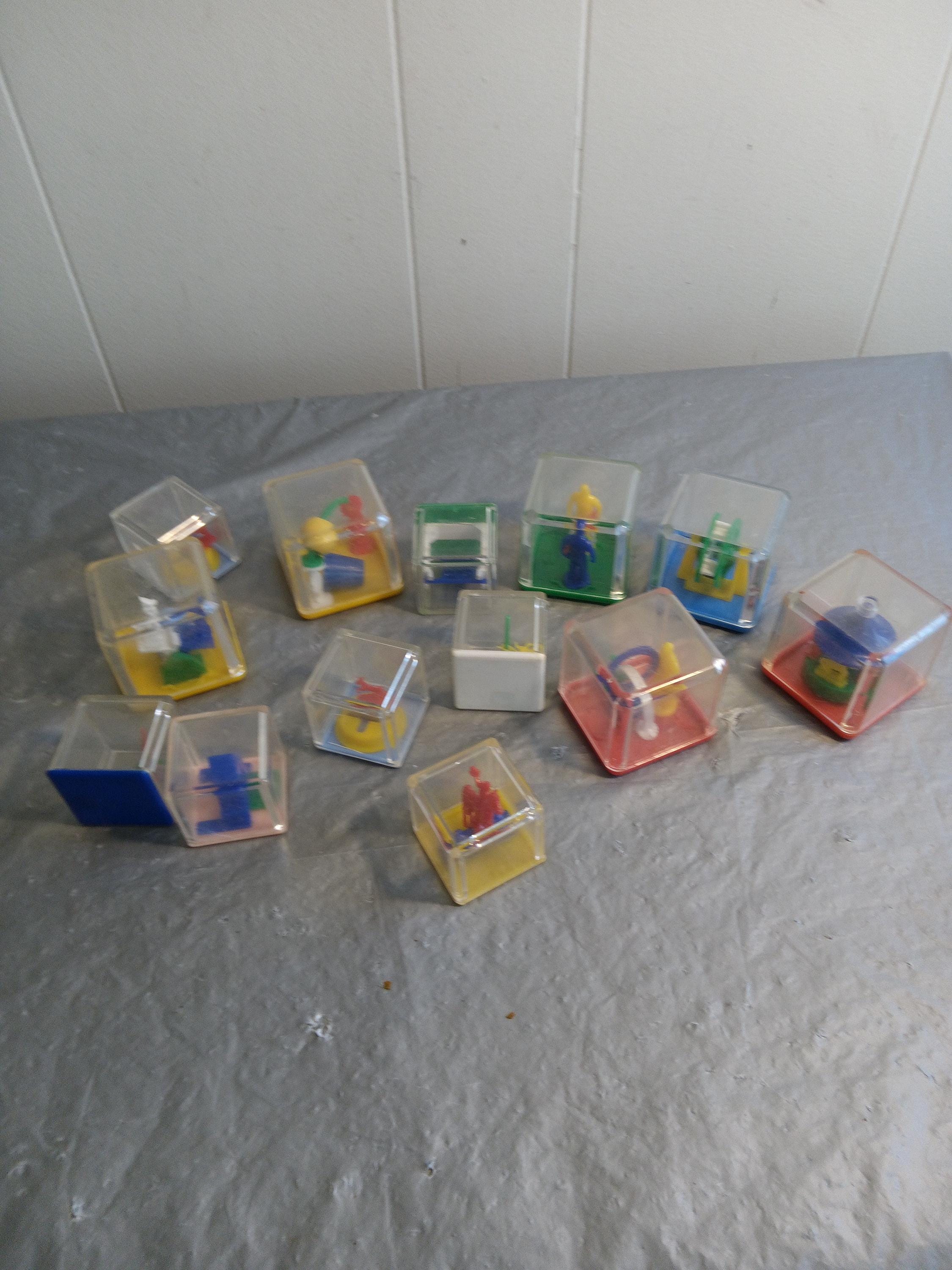 13 Vintage Brain Teaser Cubes, Clear Cube Dexterity Skill Puzzle