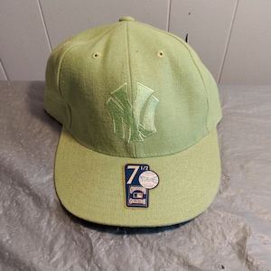 Cooperstown Green Linen NY Yankees Baseball Cap 7 1/2 fitted Mitchell & Ness Baseball Cap