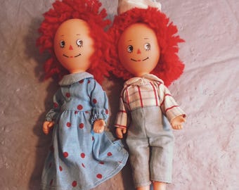 Vintage KTC Rtagdy Ann & Andy Puppen gemacht Hong Kong Bobbs Merrill Puppen