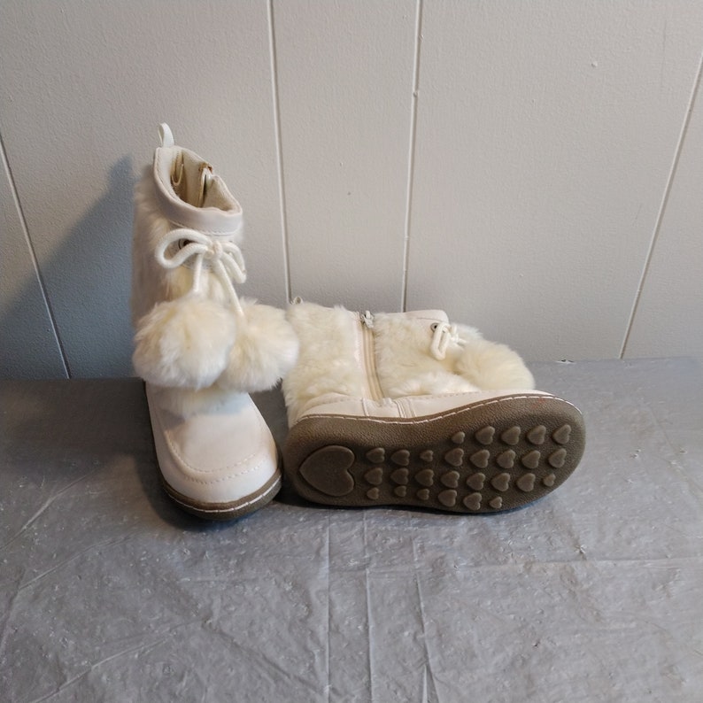 White Faux Fur Toddler Winter Boots 10 image 1