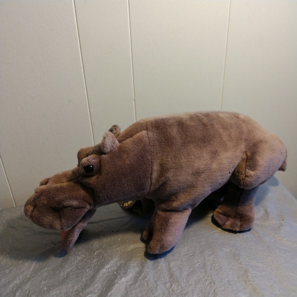 Large Vintage Folktails Plush Hippo Puppet, Folmanis Hippopotamus