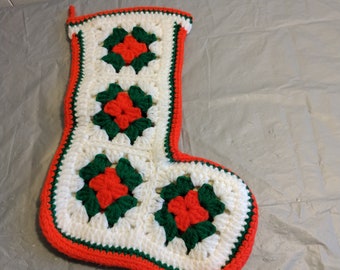 Vintage Hand Crochet Christmas Stocking