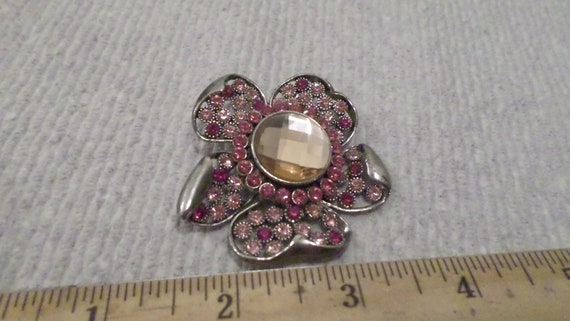 Vintage Rhinestone Flower Brooch, Floral Brooch, … - image 3