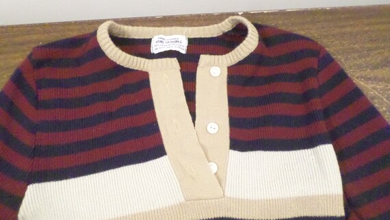 Vintage Hand Loomed Pullover Sweater, Striped Swe… - image 3