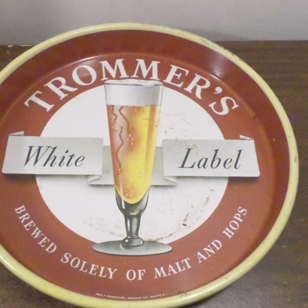Vintage Metal Bar Tray, Trommer's White Label Beer Tray