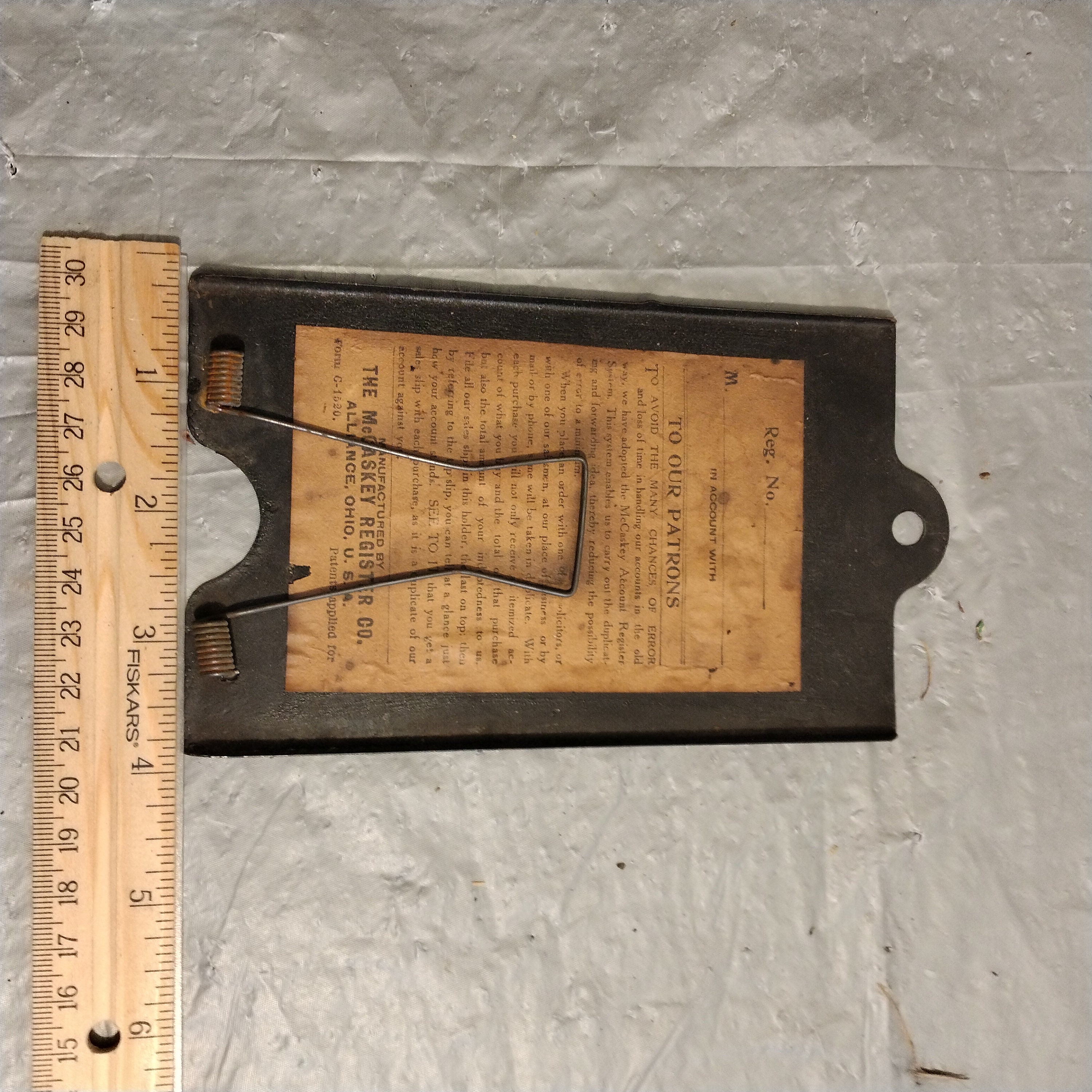 Vintage Mccaskey Register Co Store Receipt Invoice Holder
