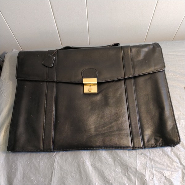 Vintage Black Attache Soft Briefcase