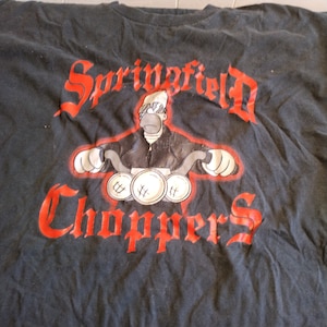 Vintage Homer Simpson T Shirt 2XL, Springfield Choppers