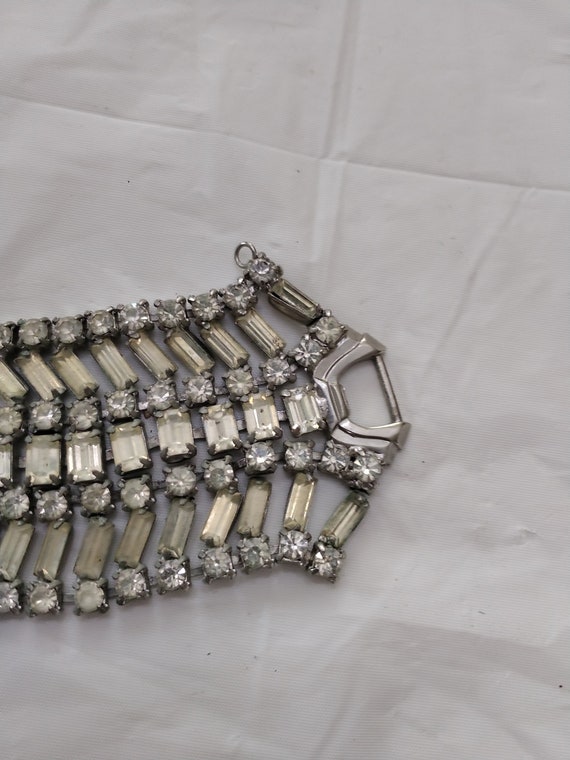 Vintage Art Deco Rhinestone Bracelet, Statement B… - image 5