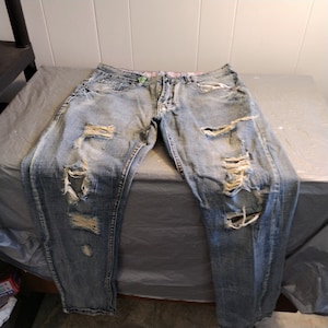 Vintage Distressed Jeans 30x30, Straight Leg Jeans