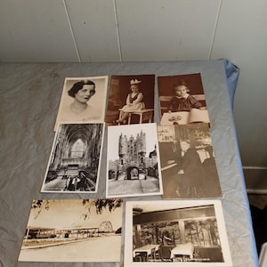 10 Antique Vintage Real Picture Postcards, NYC Skyline, Children, Woman