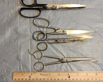 4 pr. Vintage Germany Compton & Unbranded Scissor Lot, Hair Cutting Scissors