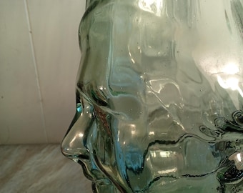 Jarra de bebida de vidrio con busto de hombre de vidrio, jarra de bebida moldeada