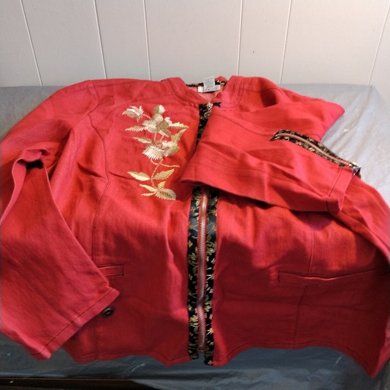 Asian Inspired Zip Front Top Jacket 2X Plus Size - image 7