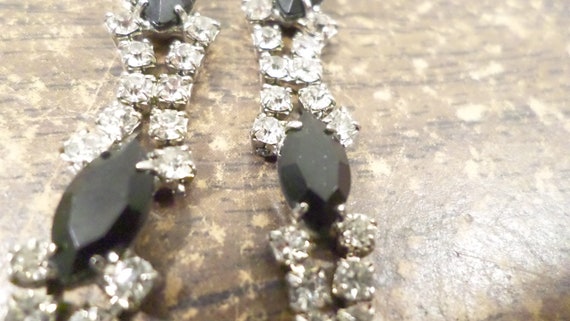 Vintage Clear & Black Rhinestone Necklace and Ear… - image 8