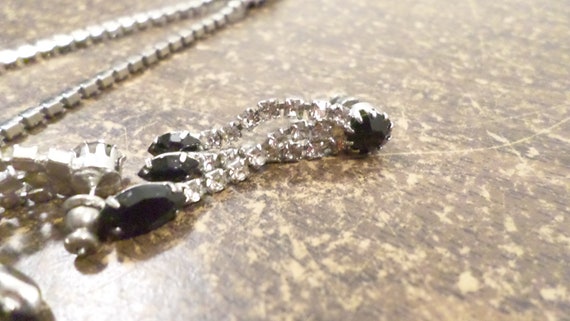 Vintage Clear & Black Rhinestone Necklace and Ear… - image 10