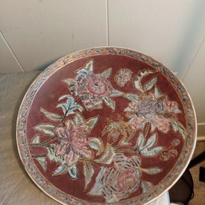 10&quot; JC Penny Hand Painted Classic Traditions Plate Red Floral