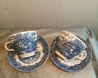 English Village by Salem .olde Staffordshire Blue and White 3