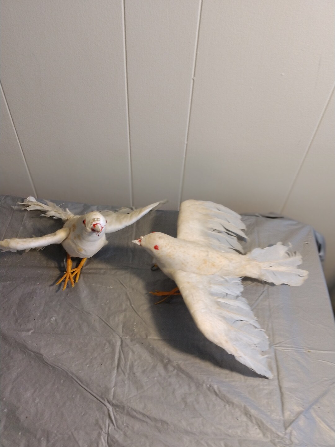 2 Vintage Dove Ornaments With Feathers, Christmas Decor, Bird Decor Etsy