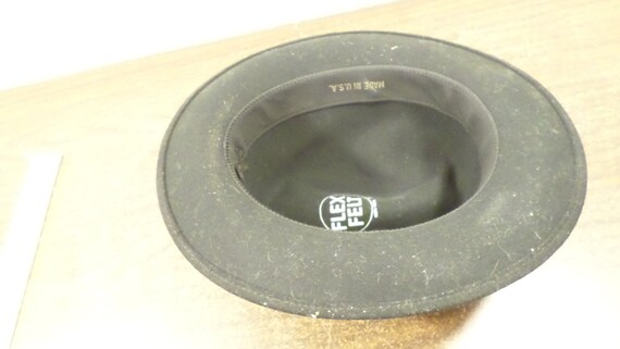 Black Flex Felt Wool Cowboy Hat USA Medium - image 6