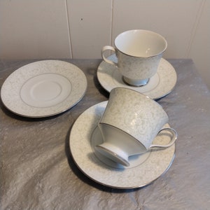 Vintage Japan Sango China Antique Lace Teacups & Saucers