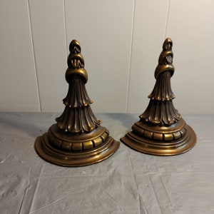 Vintage Decorative Wall Shelf, Metal over Wood Bookends