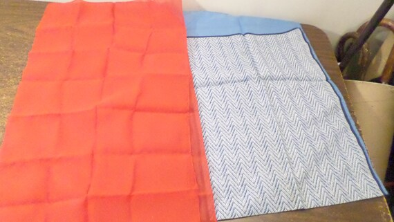 2 Vintage Scarves, Blue & Red Scarf, Glentex Scarf - image 1