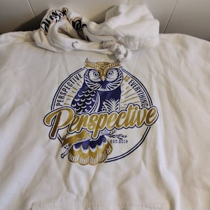 Independent Trading Company White Hoodie, Perspective is Everything Hoodie Small
