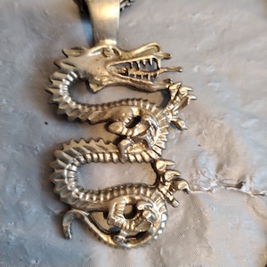 Vintage Asian Dragon Necklace, Mythical Dragon