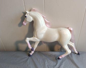 Vintage wit paard roze haar speelgoedpaard, beschrijving: kijk en lees: