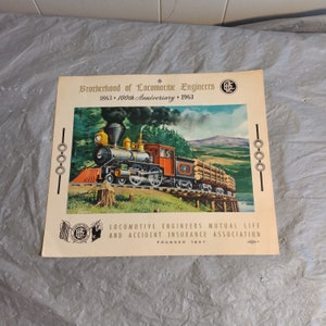 Vintage 1963 treinkalender Salmela Print locomotiefingenieurs onderlinge levensverzekeringen