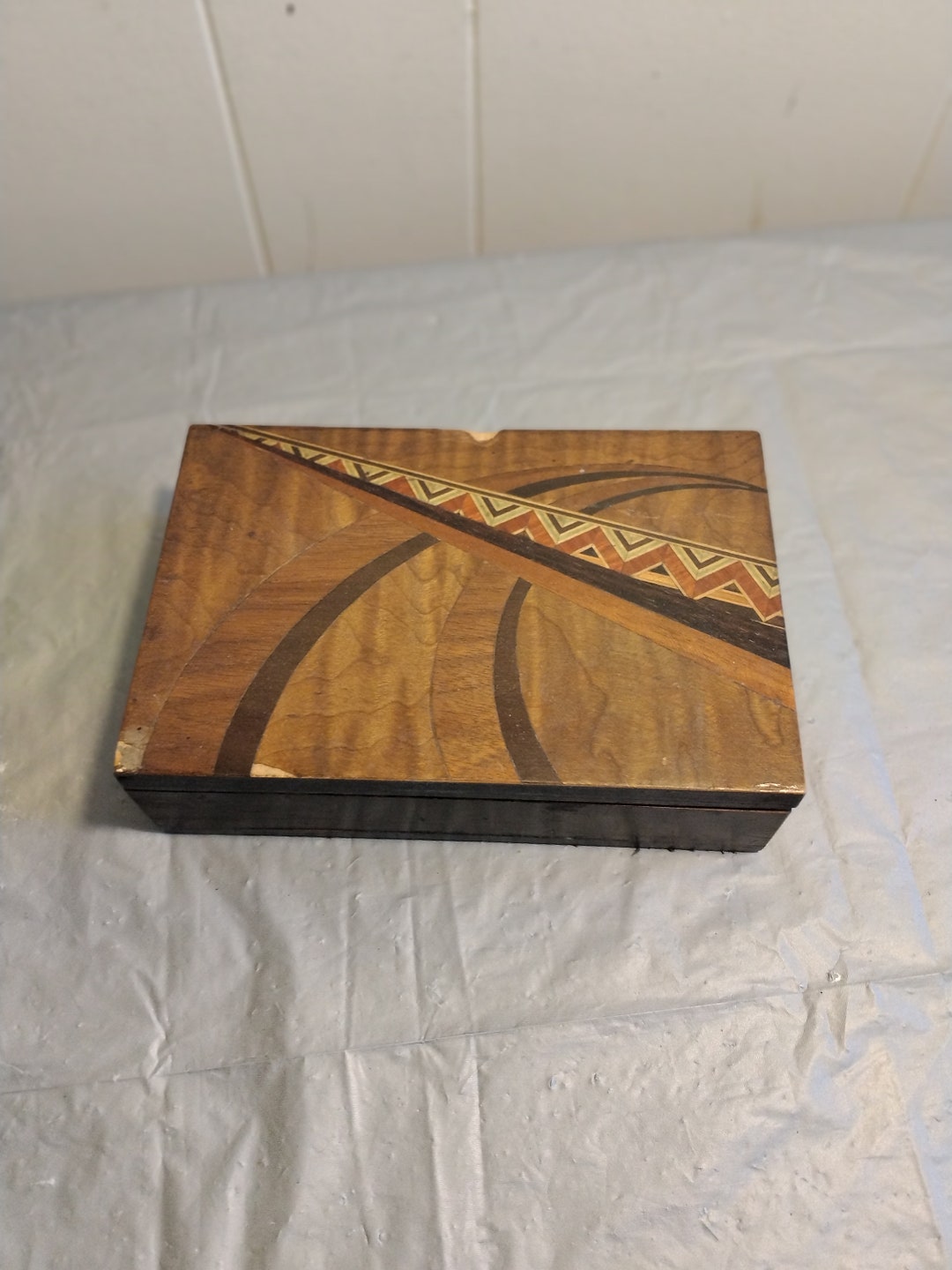 Wood Box Inlay Vintage Wooden Inlay Storage Trinket Box - Etsy