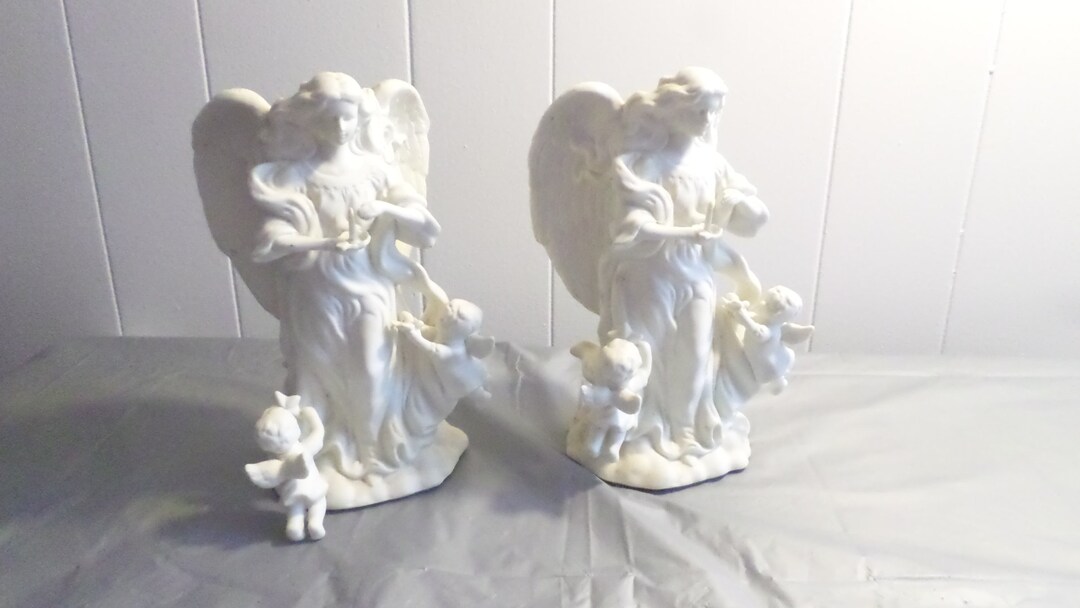 Pair Partylite Angel Cherub Candle Holders, Angel Candlestick Holders