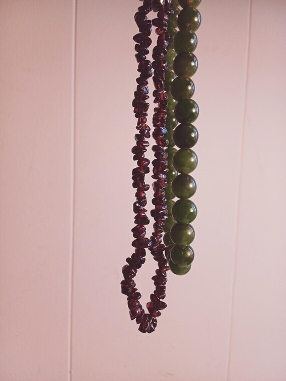 4pc Green Stone, Ruby Red / Cranberry Color Stone… - image 5