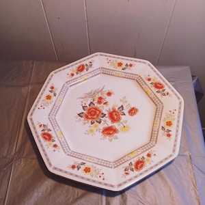 Vintage Mikasa Fine China Jardin Platter L6111 Japan, Mikasa Serving Platter, Orange Floral Yellow Daisies