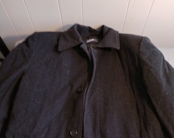 Manteau Japa/Cuir Noir Véritable/Col Fourrure Amovible/T:42 (Neuf (Voir