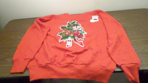 Vintage JE Morgan Red Christmas Sweatshirt Large - image 3