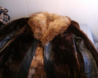 Vintage Leather & Fur Womens Coat, Read Description