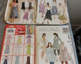 4 padrões McCall não cortados 4147 M4457 4032, padrão Butterick 6490 tamanho 12-18