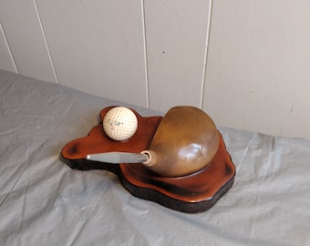 Vintage Holz Golf Club Ball Stifthalter mit Stift, Look & Lesen Beschreibung