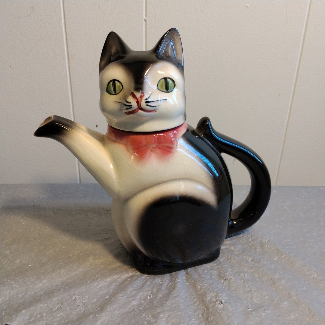 Vintage Western Germany Ceramic Cat Teapot Etsy