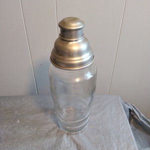Vintage Clear Cocktail Shaker, Glass Shaker with Polka Dots