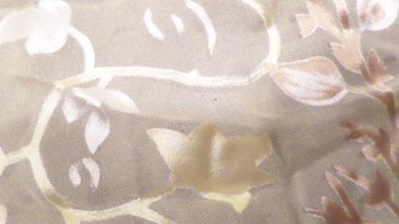 41x41" Vintage Floral Silk Scarf Wrap, Yellow Sca… - image 3